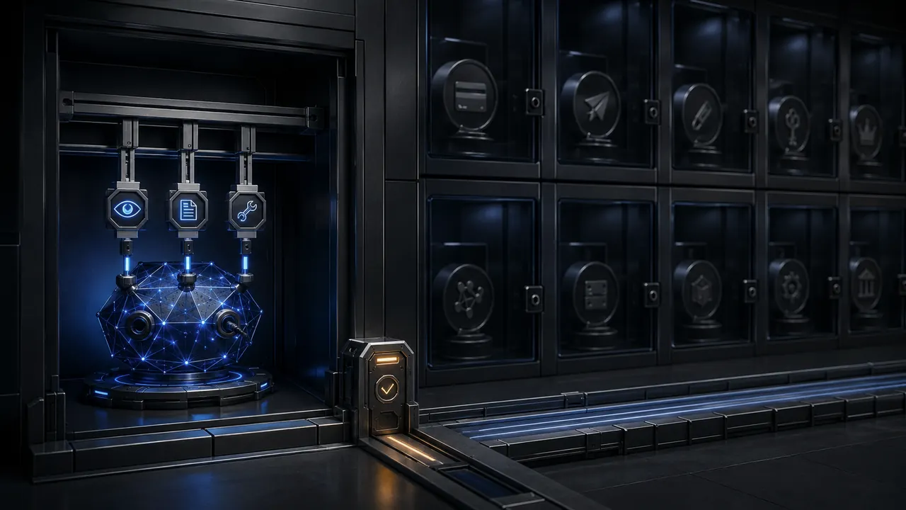 An AI agent receives a small set of access keys.