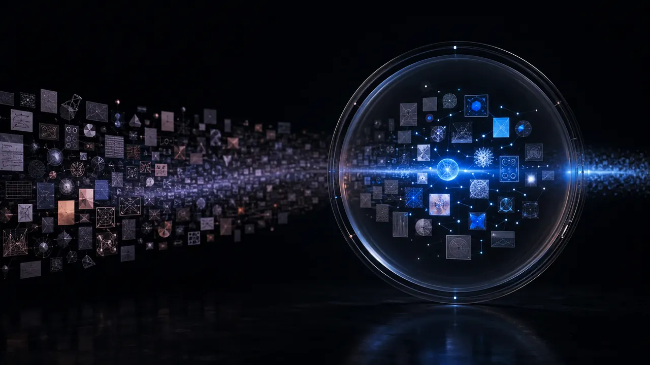 Only selected passages stay in focus within a long AI context.