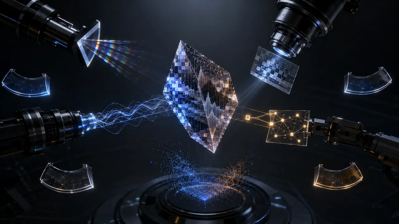 A media file is checked against its source, provenance, and a bounded detector signal