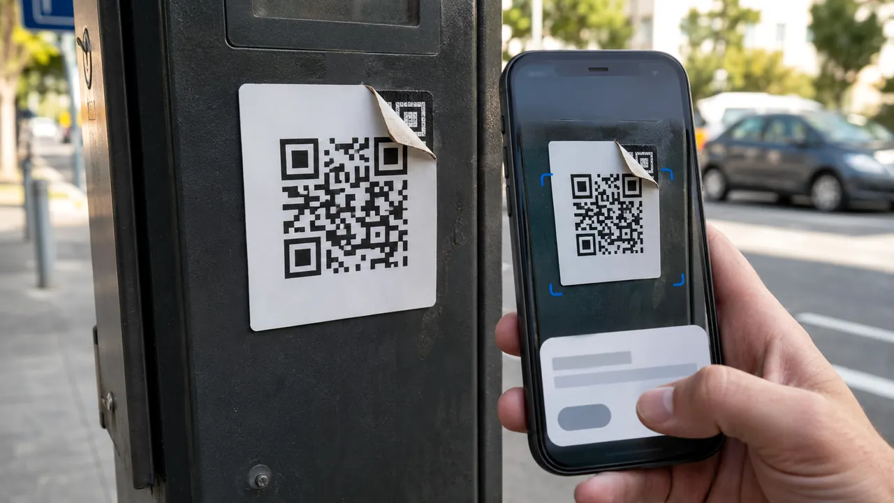 A carefully arranged real-world scene representing scan a qr code without handing it blind trust.